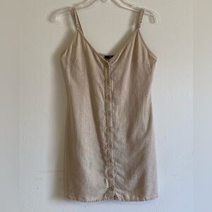 Forever 21 Women Tan Sundress Small
Linen Blend Spaghetti Strap Dress